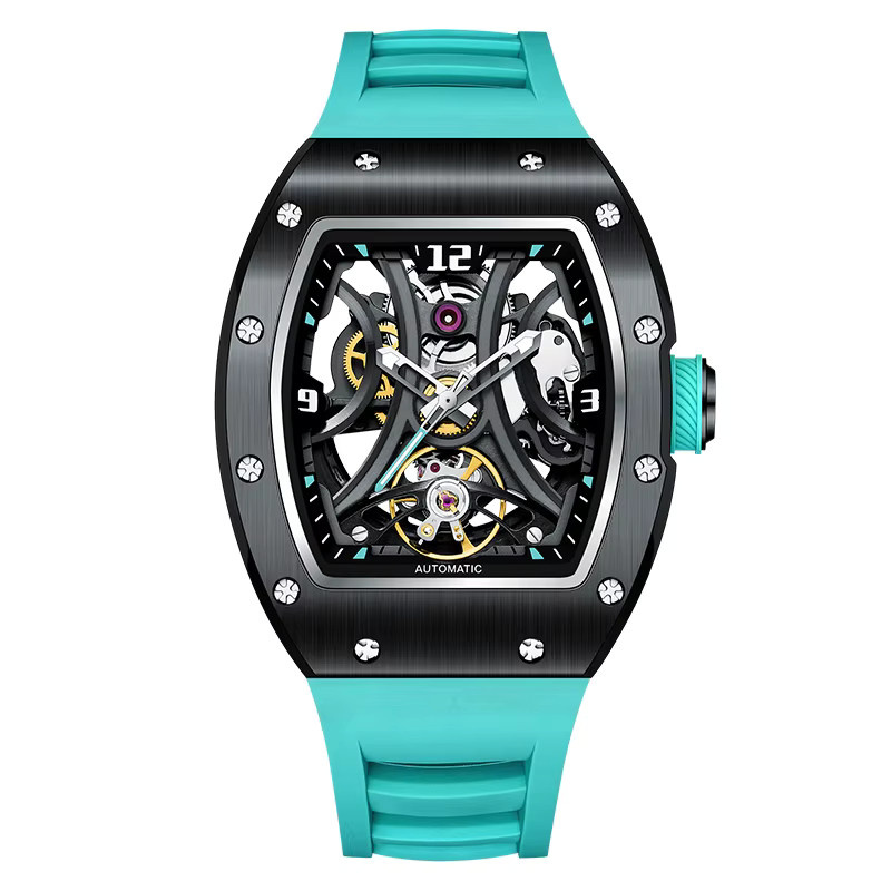 Daniel Gorman Armbanduhr Automatik, Tonneau, Edelstahl, Silikon, Schwarz, Herren - Bild 2