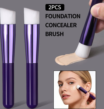 KOSSHOW Foundation-Concealer-Pinsel, 2 Stück, violett, synthetische Borsten