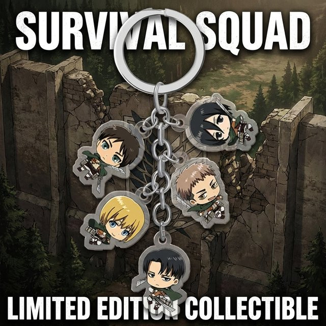 Bandai Attack on Titan Schlüsselanhänger Set, 5-teiliges Set, bunt/mehrfarbig - Bild 1