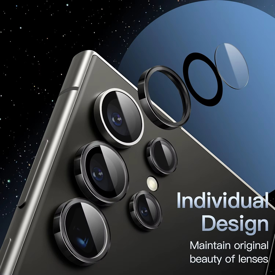Samsung Galaxy S25 S24 S23 Serie Kamera Objektiv Schutz Set mit 9H gehärtetem Glas und Metall Ring in Silver und Black - Bild 3