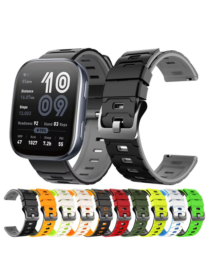 Amazfit Armband, Silikon, 22 mm, Schwarz, Unisex - Bild 6