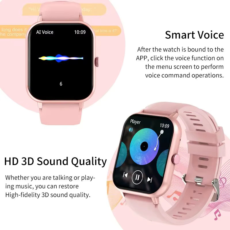 Lige Smartwatch, Bluetooth Calling, Silikon, Schwarz, Unisex - Bild 4