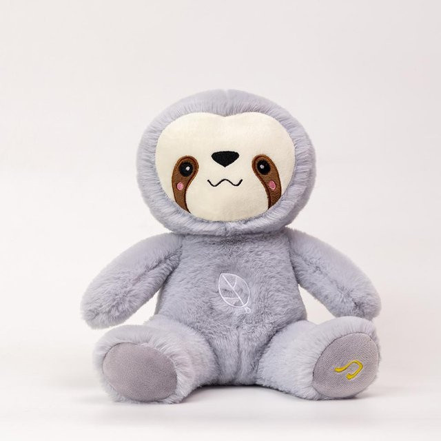 Baby Beruhigungsbär Puppe Kawaii Atmender Faultier Plüschtier, mit Sound und Licht, weiß - Bild 1