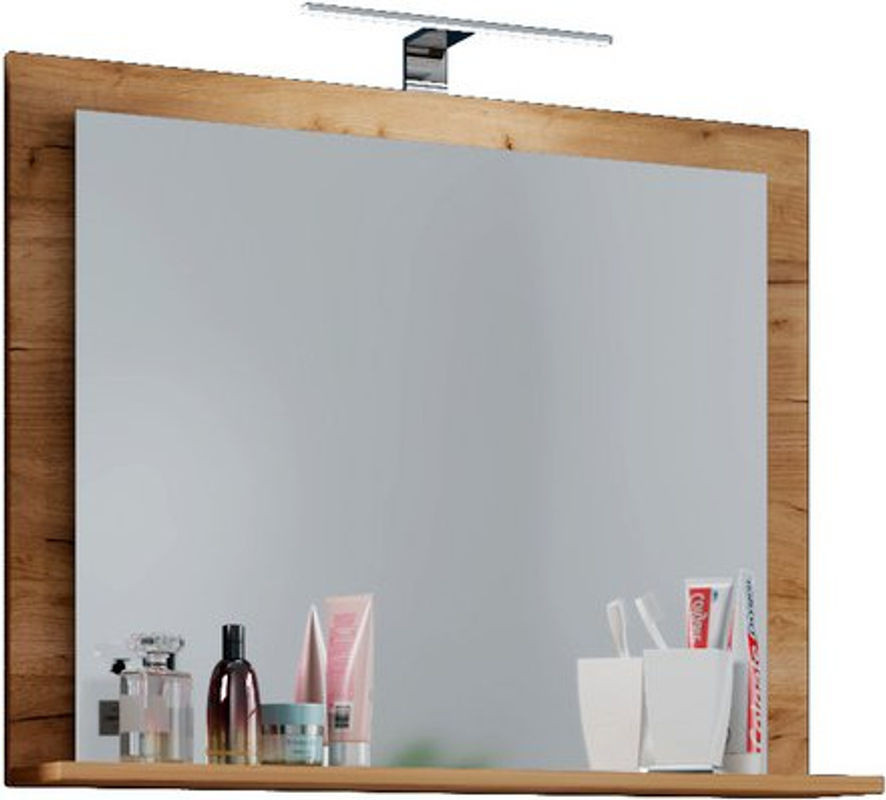 VCM Möbel Wandspiegel Lendas rechteckig mit Ablage aus Glas und Holz, B/H/T: 60 x 55 x 17 cm - Bild 1
