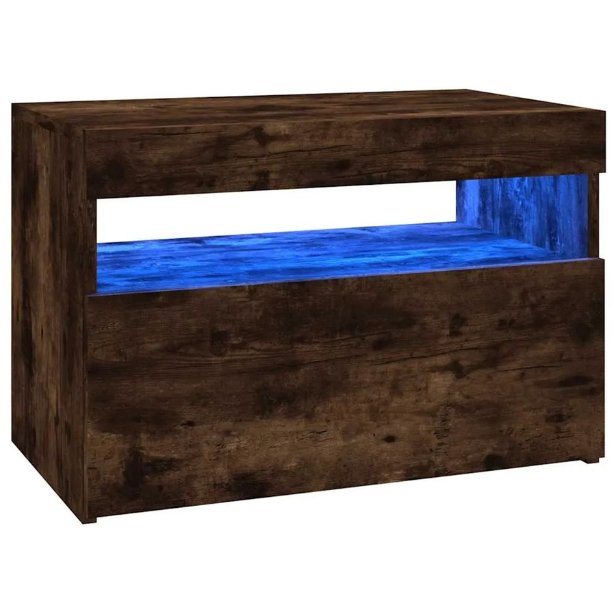 vidaXL TV-Schrank in Räuchereiche mit integrierter LED-Beleuchtung, modern, Braun, B/T/H: 60 x 35 x 40 cm - Bild 2