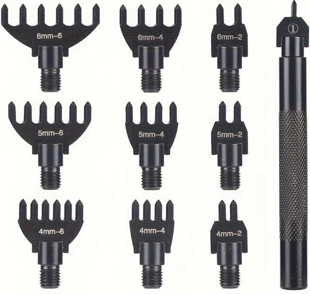Austauschbares Lederstanz-Set mit Diamant-Stechern und Lochstanzer für das Lederhandwerk in Schwarz - Bild 1