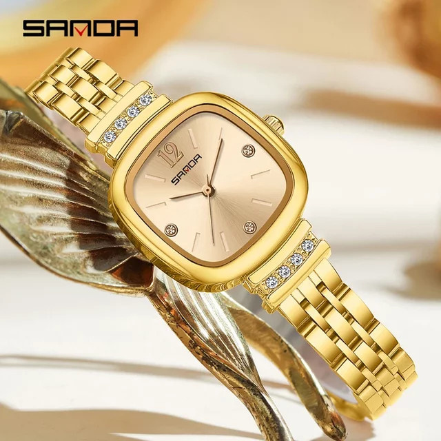 SANDA Armbanduhr Quarz, Edelstahl, Rechteckig, Damen - Bild 1