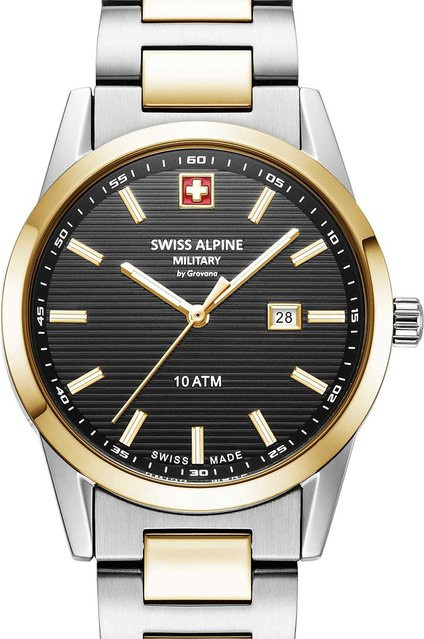 Swiss Alpine Military Damenuhr, Quarz, Edelstahl, schwarz, 34 mm, 10 ATM - Bild 1