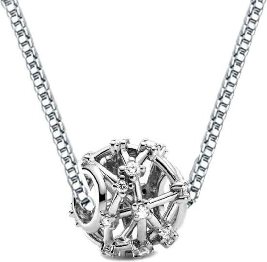 Halskette 925 Silber, Zirkon, Würfel Anhänger, grau, Damen, 45 cm - Bild 1