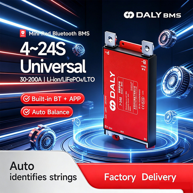 Daly Smart BMS Bluetooth Batterie-Management-System für LiFePO4, Li-Ion und LTO in Rot - Bild 1