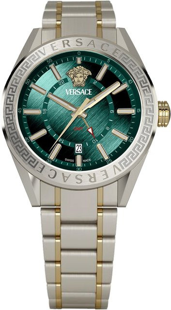 Versace Herrenuhr V-Code GMT, Quarz, Edelstahl, 42 mm, Grün, 5 ATM - Bild 1