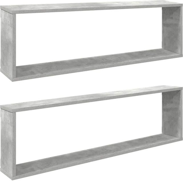 vidaXL Würfelregale 2er Set Betongrau aus Holzwerkstoff B: 100 cm, T: 15 cm, H: 30 cm - Bild 1