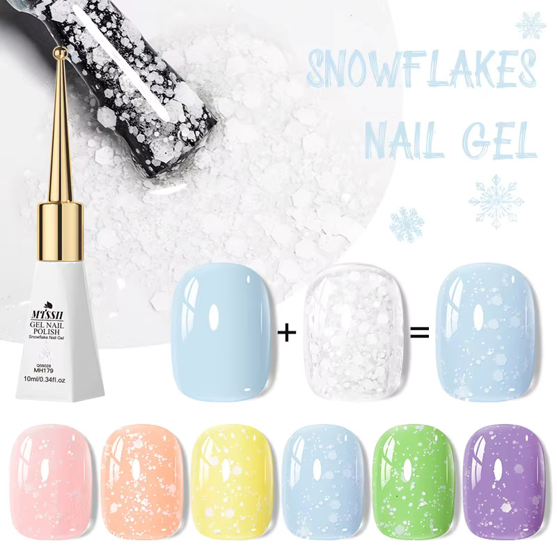MTSSII Nagellack, Schneeweißer Glitzer-Gel, 10 ml, Schimmernd - Bild 3