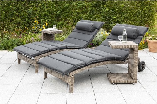 Merxx Gartenmöbelset Andalusia 4-teilig in Grau mit 2 Liegen und 2 Beistelltischen aus Aluminium und Kunststoff - Bild 1