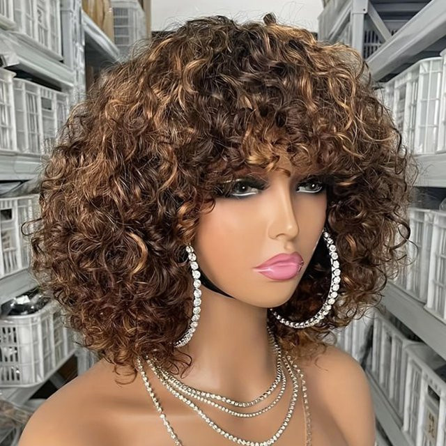 Rebecca Youth Pixie Bob Cut Echthaarperücke mit Pony, Honigblonde, Damen - Bild 1