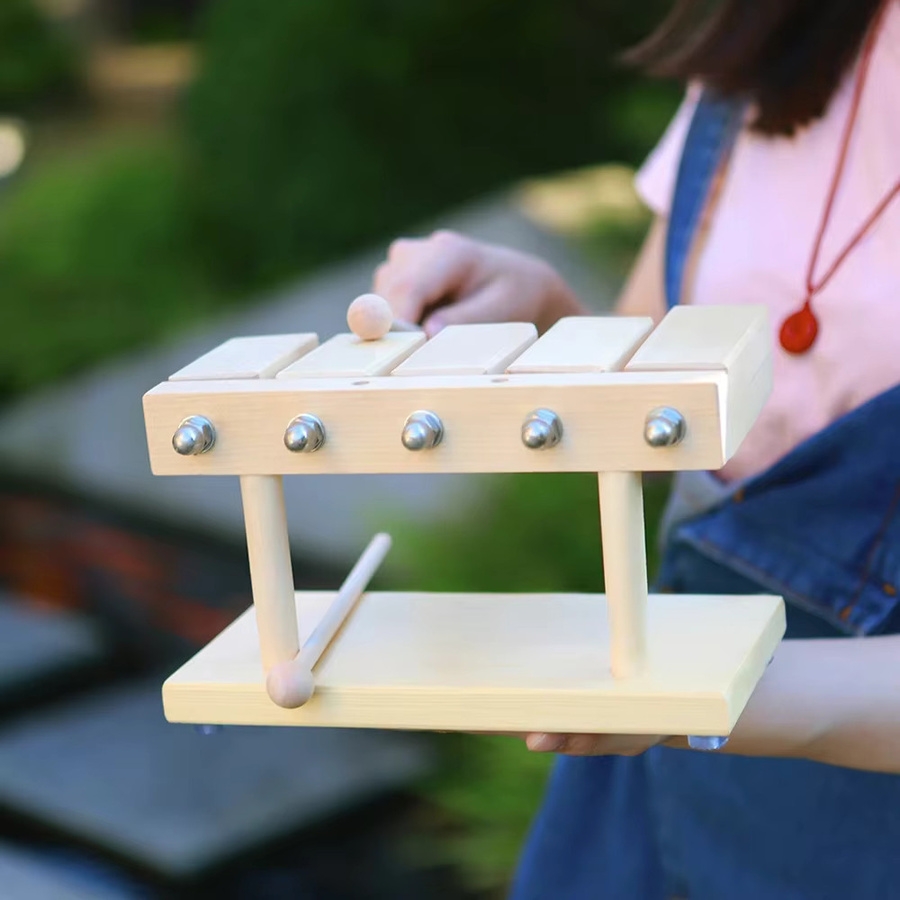 IRIN 5-Ton-Xylophon Orff Musikinstrument, mit Holzklöppeln und Trommelstöcken, Percussion-Set - Bild 3