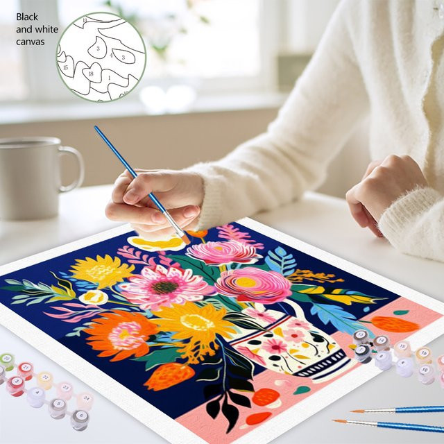 SDOYUNO Malen nach Zahlen Set mit Blumen-Motiv auf Leinwand, DIY Kunstwerk in Mehrfarben für Erwachsene - Bild 1