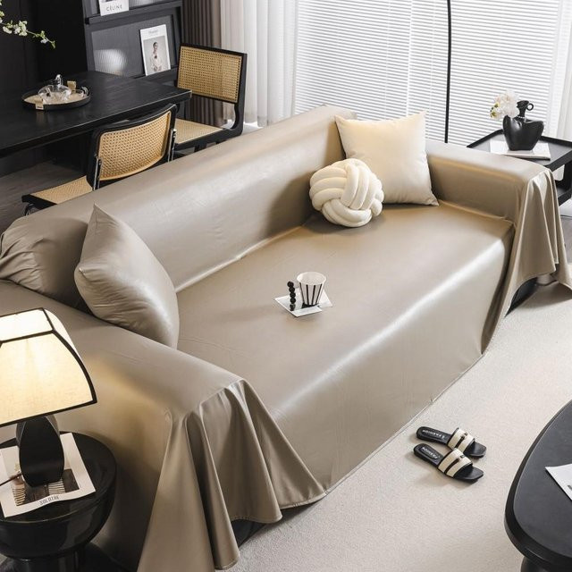 Your Warm Home Imitation Schaffell Sofabezug in Beige, wasserdichte Decke als Überwurf für dein Wohnzimmer, B/B: 180 x 130 cm - Bild 1