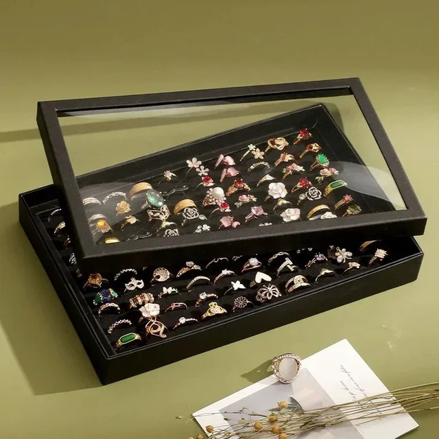 Transparente 100-Loch Schmuckpräsentationsbox aus Kunststoff mit staubdichter Abdeckung - Bild 1
