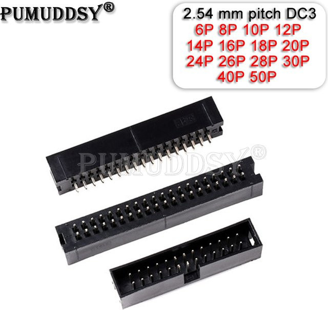 PUMUDDSY IDC-Buchsen-Kasten-Header für PCB, gerader männlicher Anschluss mit 2,54 mm Pitch, Farbe: Schwarz - Bild 1