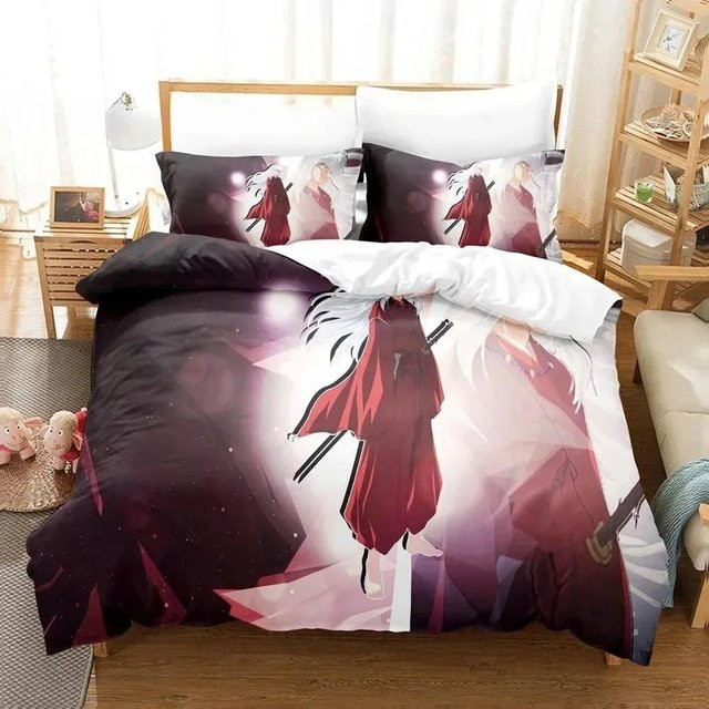 Inuyasha 3D Anime Bettwäsche Set aus Mikrofaser, Mehrfarbig, B/H: 140 x 210 cm - Bild 1