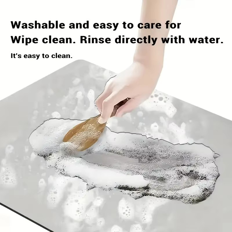 VIKAMA Minimalistische L-förmige Küchenbodenmatte aus künstlichem Ton, wasser- und ölabsorbierend und rutschfest - Bild 4