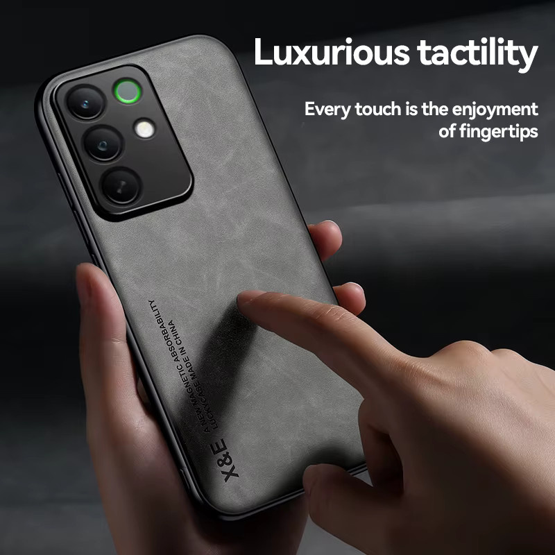 EUCAGR Luxus Magnetische PU Leder Handyhülle mit Metallplatte für OPPO Realme C85 Pro in Schwarz - Bild 3