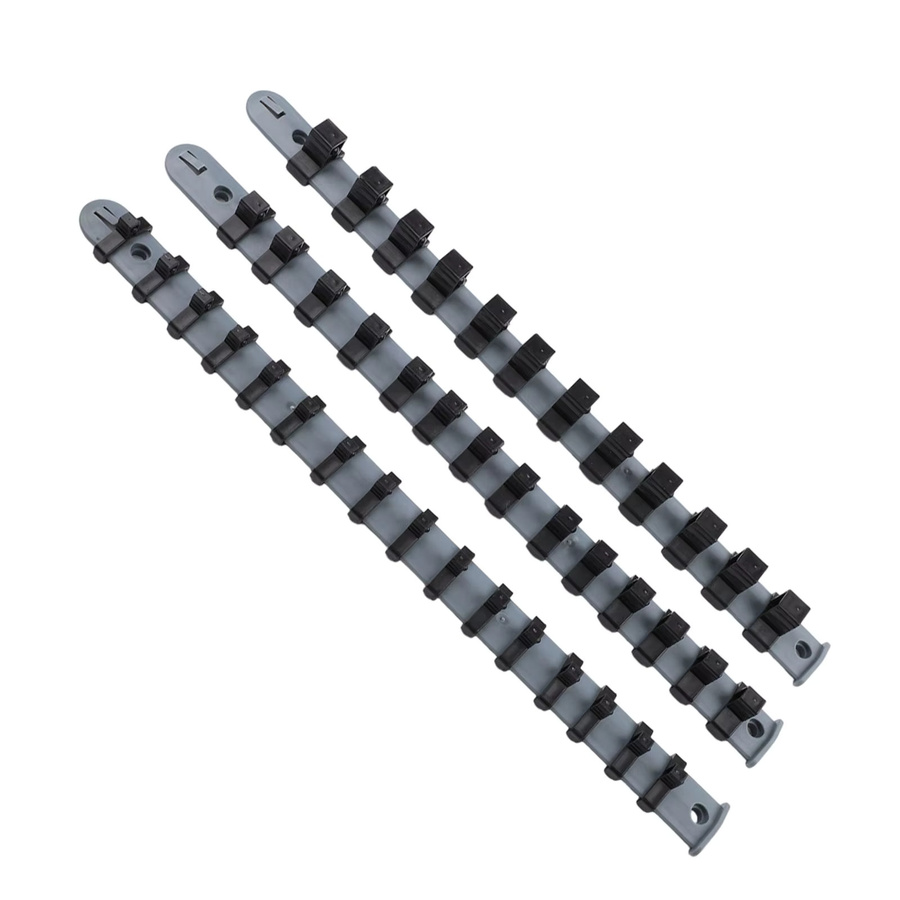 VIBRATITE 3-teiliges Set Kunststoff-Steckschlüssel-Organizer in Grau für 1/4, 3/8 und 1/2 Zoll - Bild 2