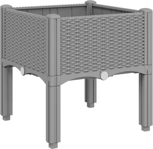 vidaXL Pflanzkasten mit Beinen in Hellgrau mit Rattan-Optik aus Polypropylen B/T/H: 40 x 40 x 42 cm - Bild 1