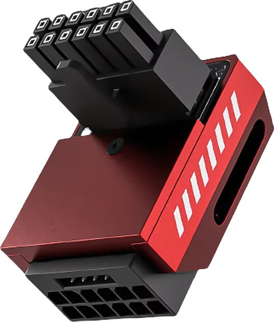 Weißer 90 Grad Rechtwinklig 12VHPWR Adapter für PCIe 3.0 und 5.0 Netzteile mit USB-C Anschluss für RTX 3090 Ti und 4070 Ti - Bild 1