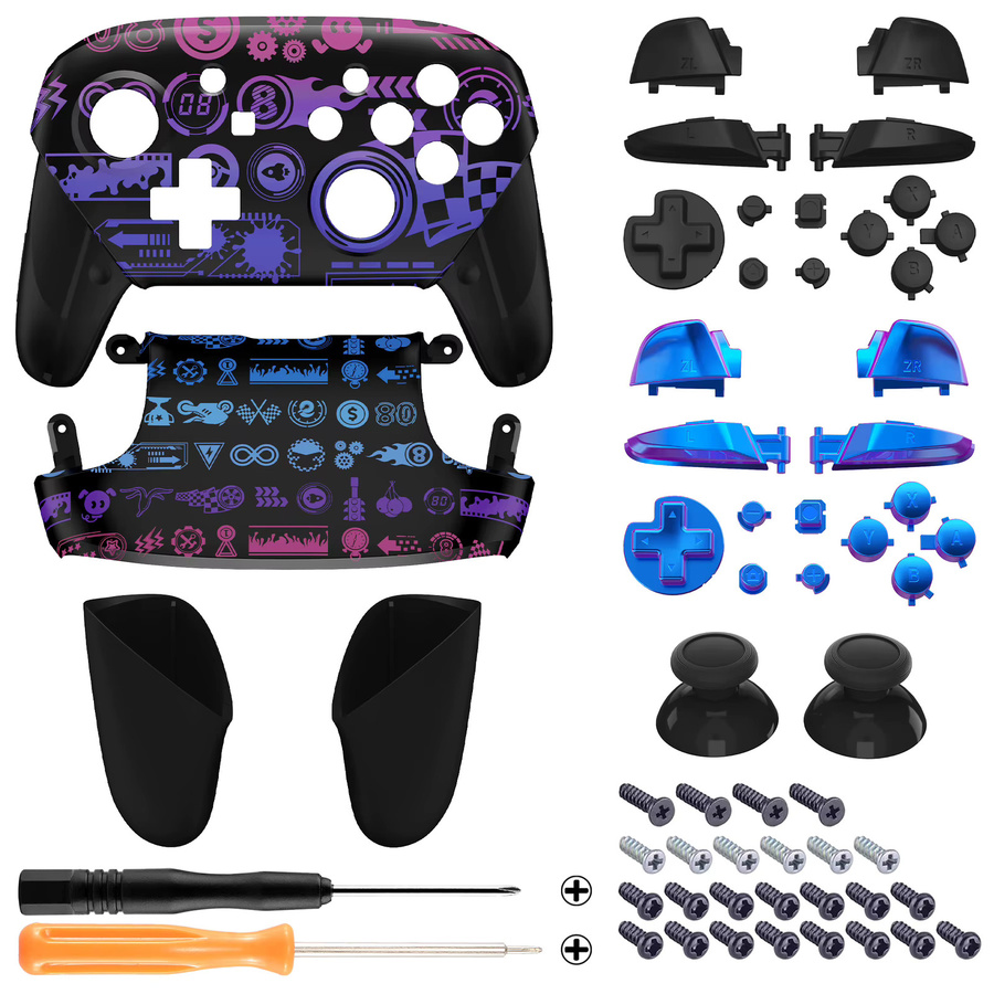 Extreme Rate Ersatzgehäuse Set Deluxe Championship für Nintendo Switch Pro mit Frontplatte, Rückplatte, Griffen und Buttons in Multicolour - Bild 2