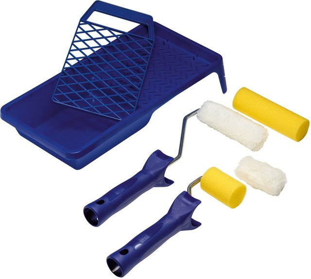 LUX-TOOLS Universal Lackierset 8-teilig in Blau mit Lackierwanne, Gitter und Farbrollen - Bild 1