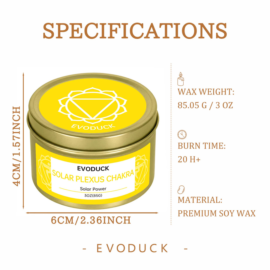 EVODUCK Tischdeko Solarplexus Chakra Kerze aus Metall in Gelb - Bild 3