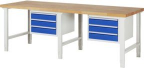 Rau Werkbank höhenverstellbar mit 6 Schubladen, B: 250 cm, T: 90 cm, H: 79-114 cm - Bild 1