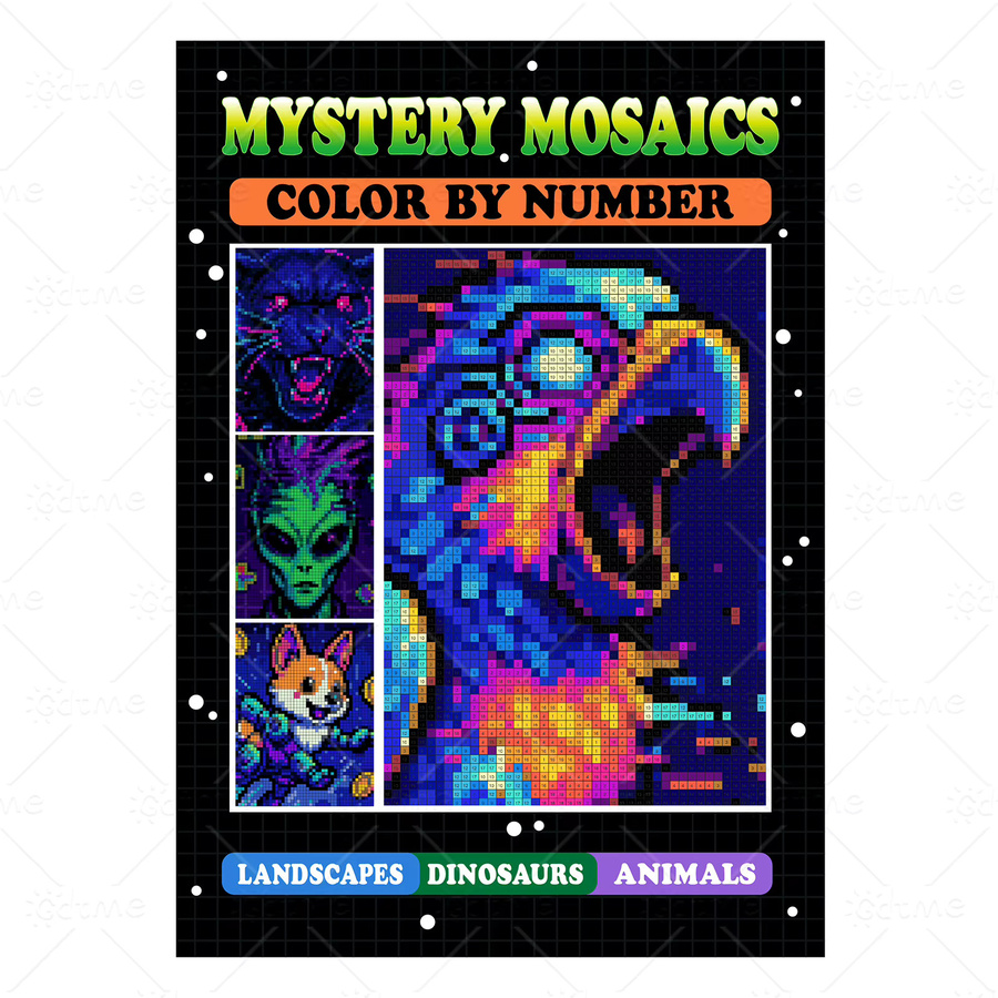 MYSTERY MOSAIC COLOR BY NUMBER Malbuch für Erwachsene in Multicolour zum Ausmalen nach Zahlen - Bild 5