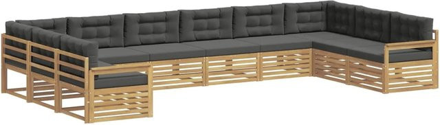 vidaXL Sofagarnitur aus Massivholz Akazie im modernen Latten-Design mit Armlehnen in Anthrazit, Weiß oder Grau - Bild 1