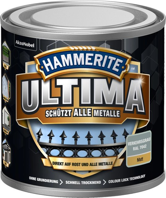 Hammerite Ultima Premium Metall-Schutzlack matt Verkehrsgrau 250 ml - Bild 1