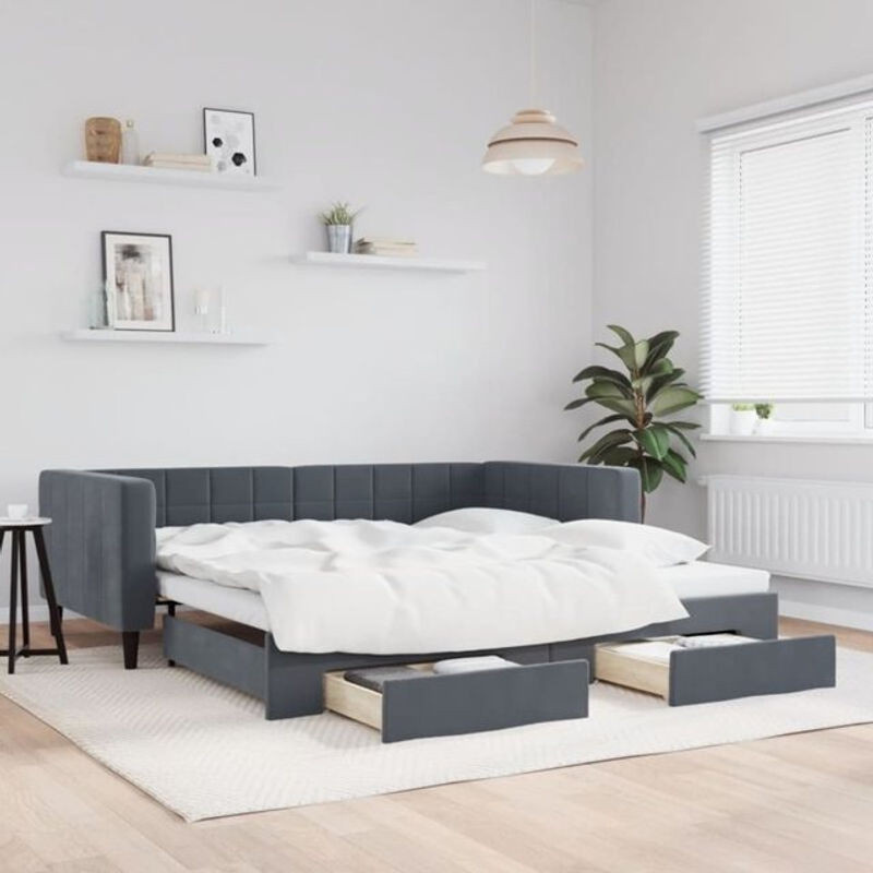Vidaxl Funktionsbett Tagesbett aus Samt mit Schubladen in Anthrazit B/T/H: 200 x 100 x 68 cm - Bild 1