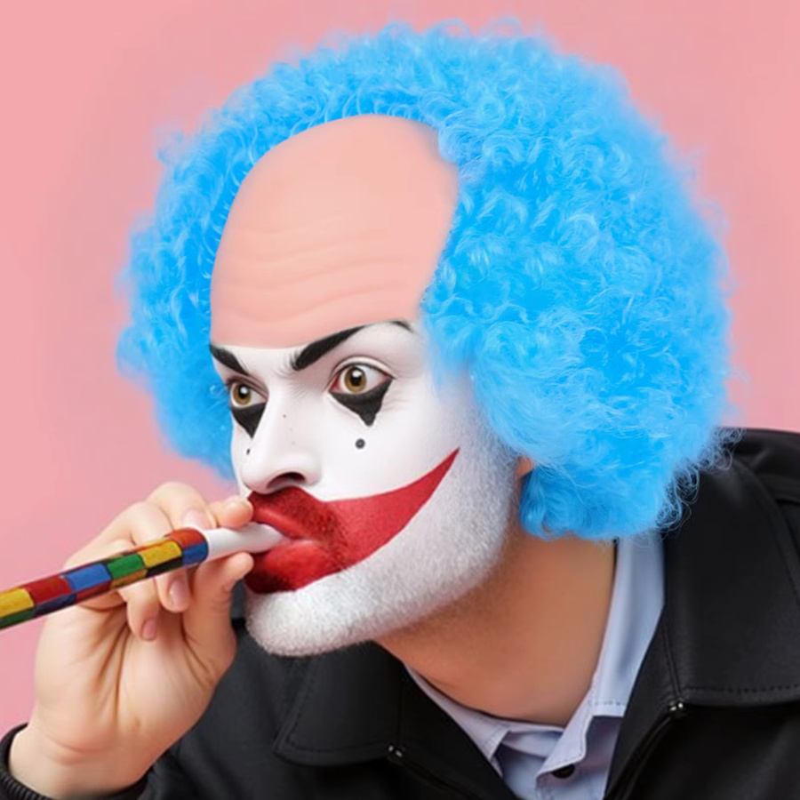 ANOGOL Synthetische Perücke mit Clown-Kahl, lockig - Bild 2