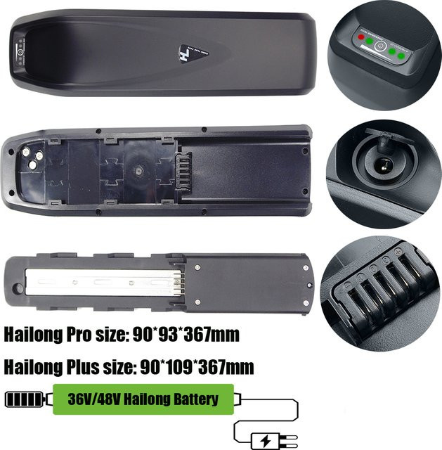 Hailong 5-Pin Li-Ionen-E-Bike Akku 36V 13Ah oder 48V 12,8Ah bis 15Ah in Schwarz für Waysral Argento Mini Max GT Duotts C29 GUNAI E-Bikes - Bild 1