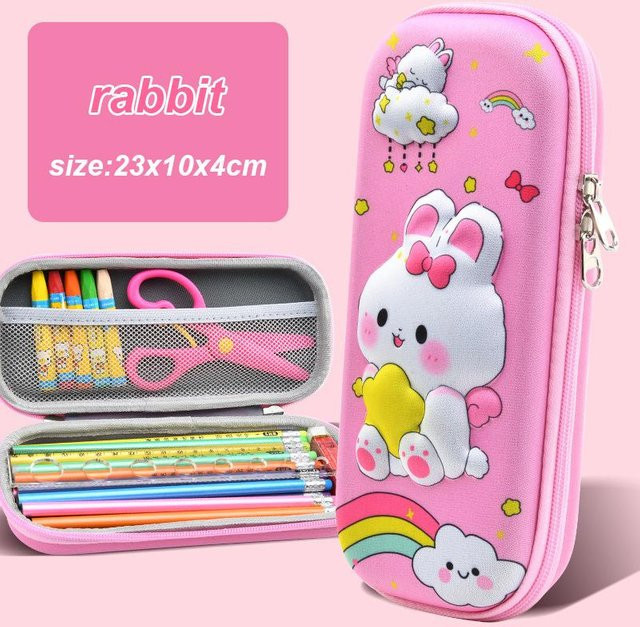 3D Kawaii Federmäppchen aus EVA in Pink mit großer Kapazität und wasserdichtem Design für Schüler - Bild 1