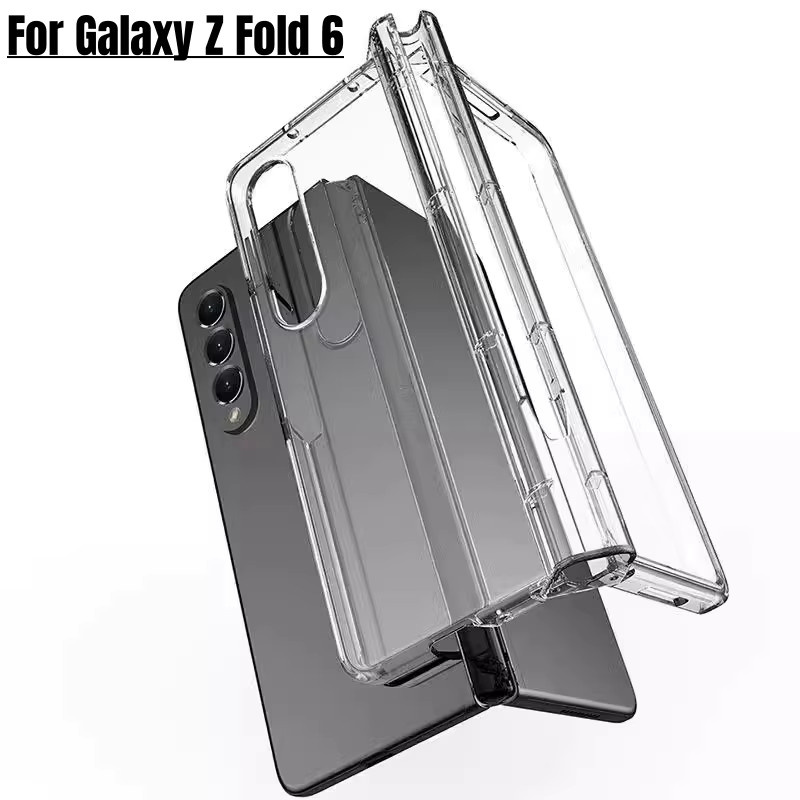 Samsung Schutzhülle für Galaxy Z Fold 7 6 5 4 3 5G transparent mit Scharnierschutz und Stiftschlitz aus hartem PC - Bild 1