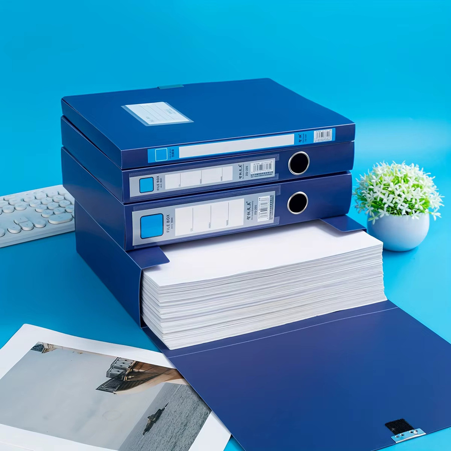 Robuste A4 Kunststoff Aktenbox Dokumenten-Organizer in Blau für Büro und Schule - Bild 2