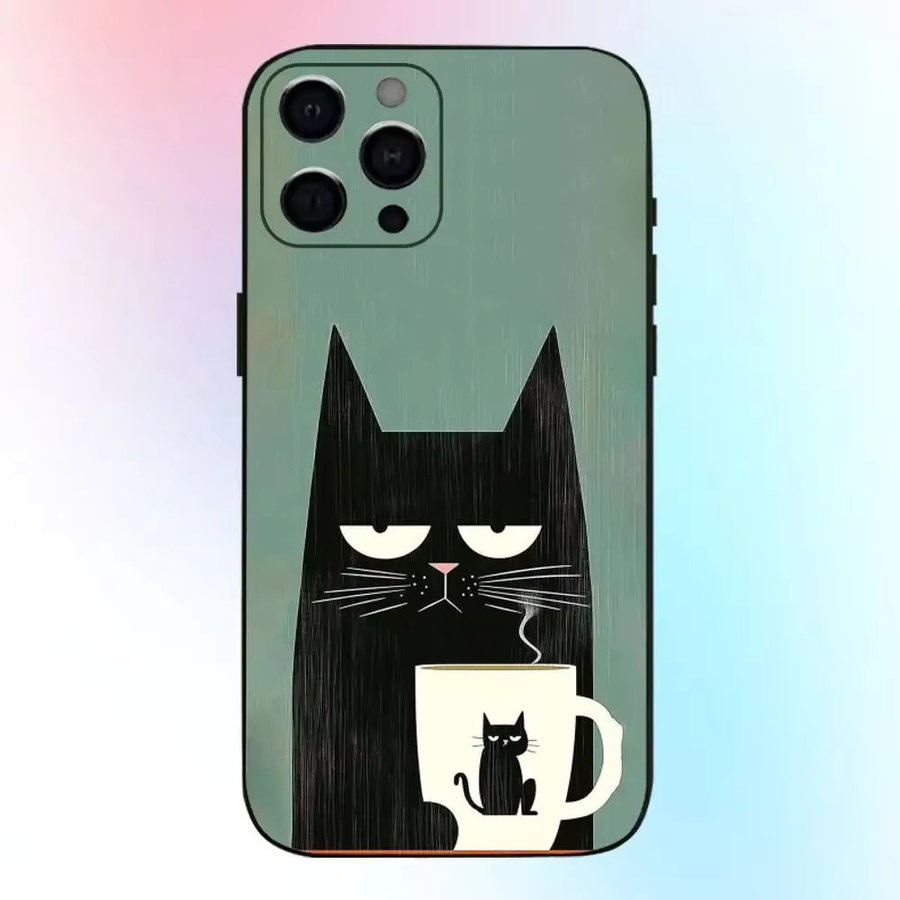 Remazy Handyhülle mit gestreiftem Katzen-Design in Schwarz für iPhone Modelle, stoßfeste Schutzhülle - Bild 2