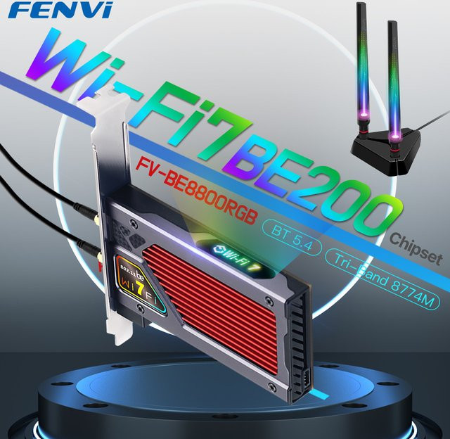 FENVI WIFI 7 FV-BE8800RGB PCIe Wireless WLAN Karte mit Bluetooth 5.4, Tri-Band 2,4G/5G/6GHz, 8774 Mbit/s, BE200NGW für Windows 10/11 - Bild 1