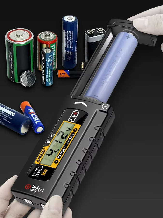 ANENG BT169 Digitaler Batterietester in Schwarz als Universal-Detektor für AA, AAA, 9V, 18650 und Knopfzellen - Bild 7