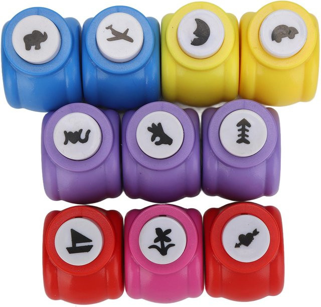 Koogeelife Mini Lochstanzen Set mit 10 verschiedenen Mustern in Blau und Multicolour für Scrapbooking und Nagelkunst - Bild 1