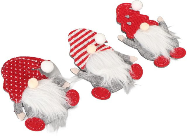 3er-Set Igeteck Wichtel Bestecktaschen aus Textil in Weiß und Rot zur Weihnachtsdekoration - Bild 1