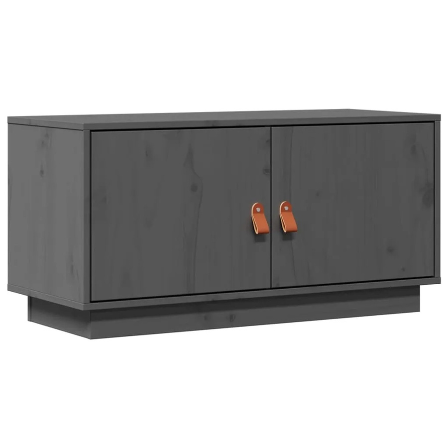 vidaXL TV-Schrank aus massivem Kiefernholz in Grau, rustikaler Stil, B/T/H: 80 x 34 x 40 cm - Bild 2