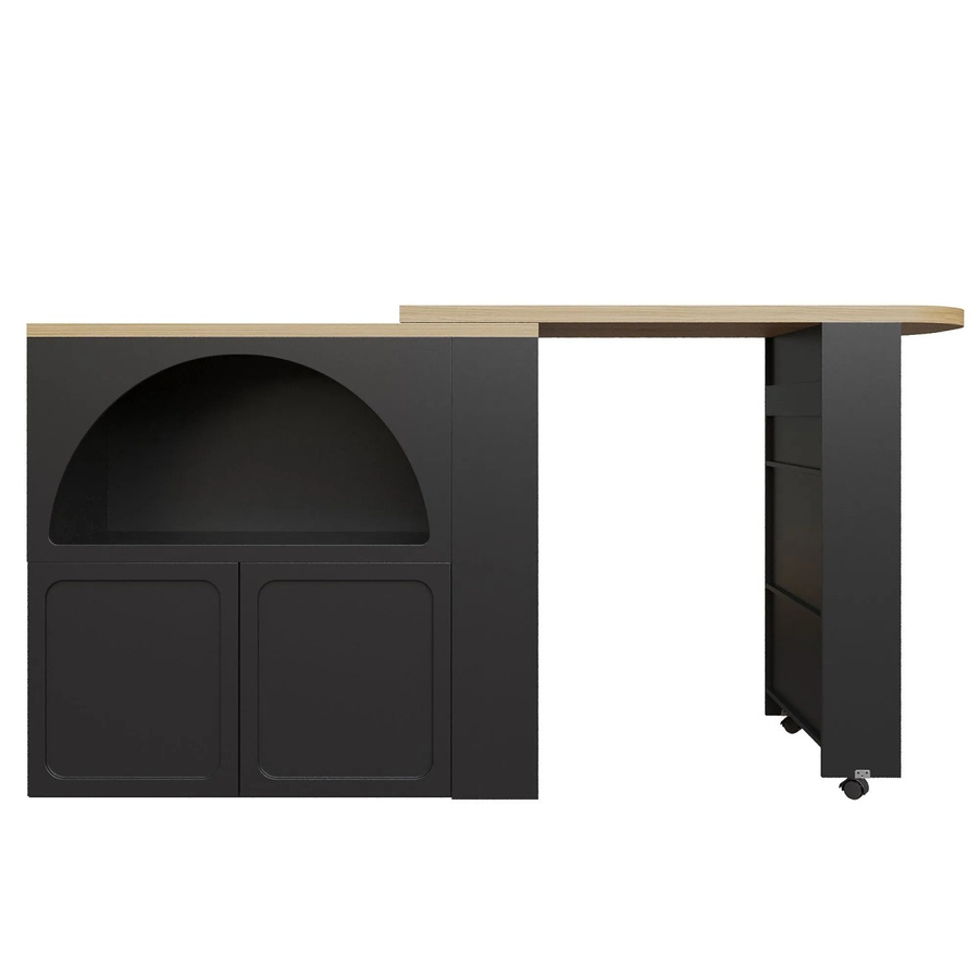okwish Bartisch mit ausziehbarem Stauraum und LED Beleuchtung in Schwarz, B/T/H: 205 x 39 x 100 cm - Bild 2
